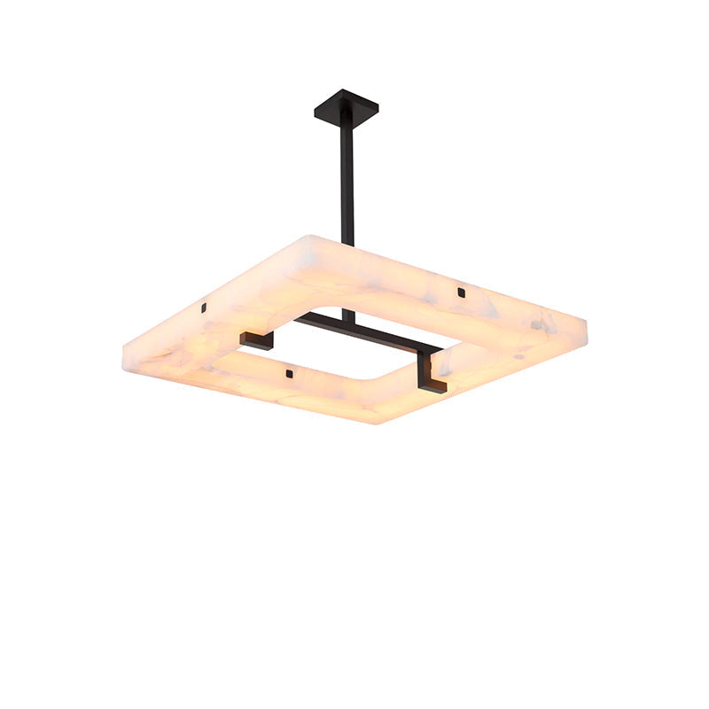 Amelia Square Alabaster Living Room Chandelier, in black - view 5