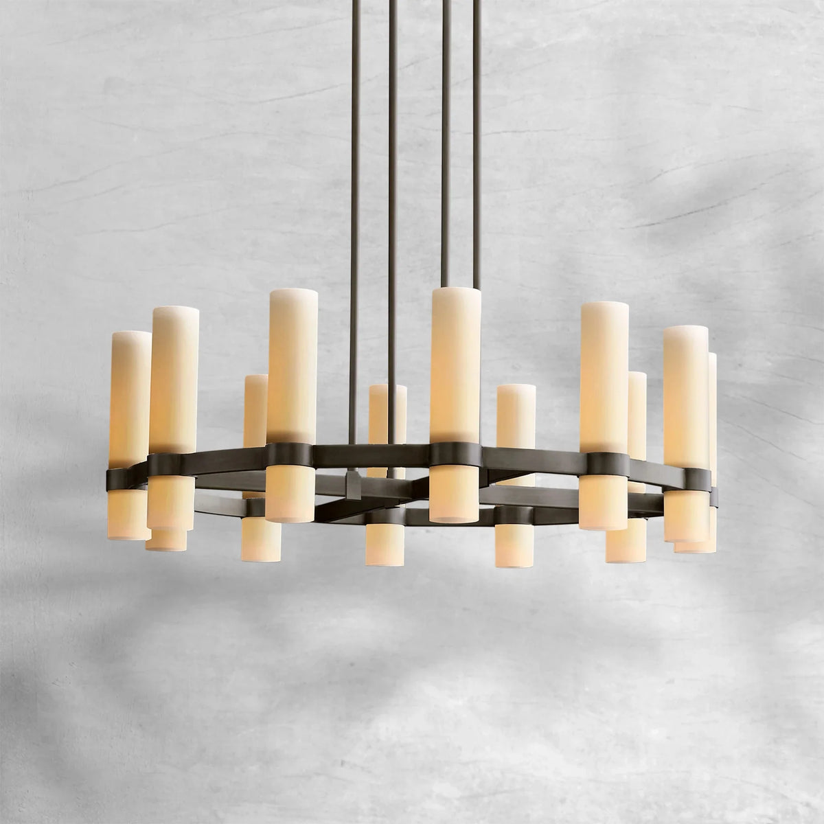Ravion Round Milk Glass Chandelier - view 3