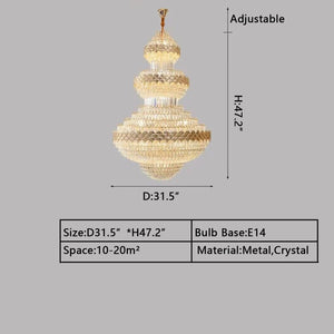 Extra Large Multi-layers Gold Luxury Crystal Chandelier Modern Empire Decrative Crystal Light For Living Room/Foyer/Staircase - view 17