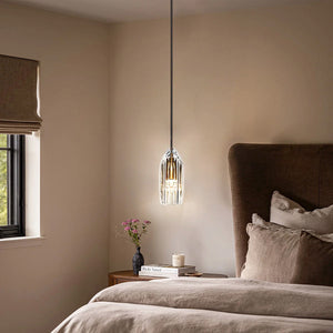Chapt Crystal Shade Pendant Light, K9 crystal in brass
