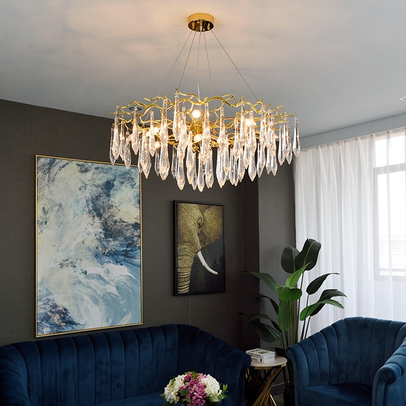 Agnes Aluminum Branch Crystal Chandelier