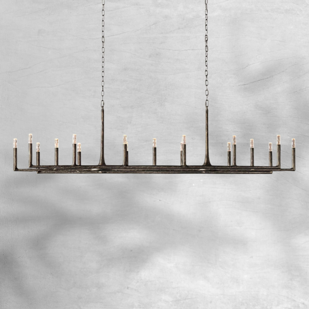 Thalen Forged Linear Chandelier 54" 72" 96", solid brass - view 4