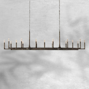 Thalen Forged Linear Chandelier 54" 72" 96", solid brass - view 4