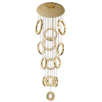 Modern Multi Gold Donuts Shape Crystal Chandelier Ring Round Light Fixture for Foyer Staircase/ Living Room/ Bar/ Hotel Lobby/ Entryway/ LOFT - view 8