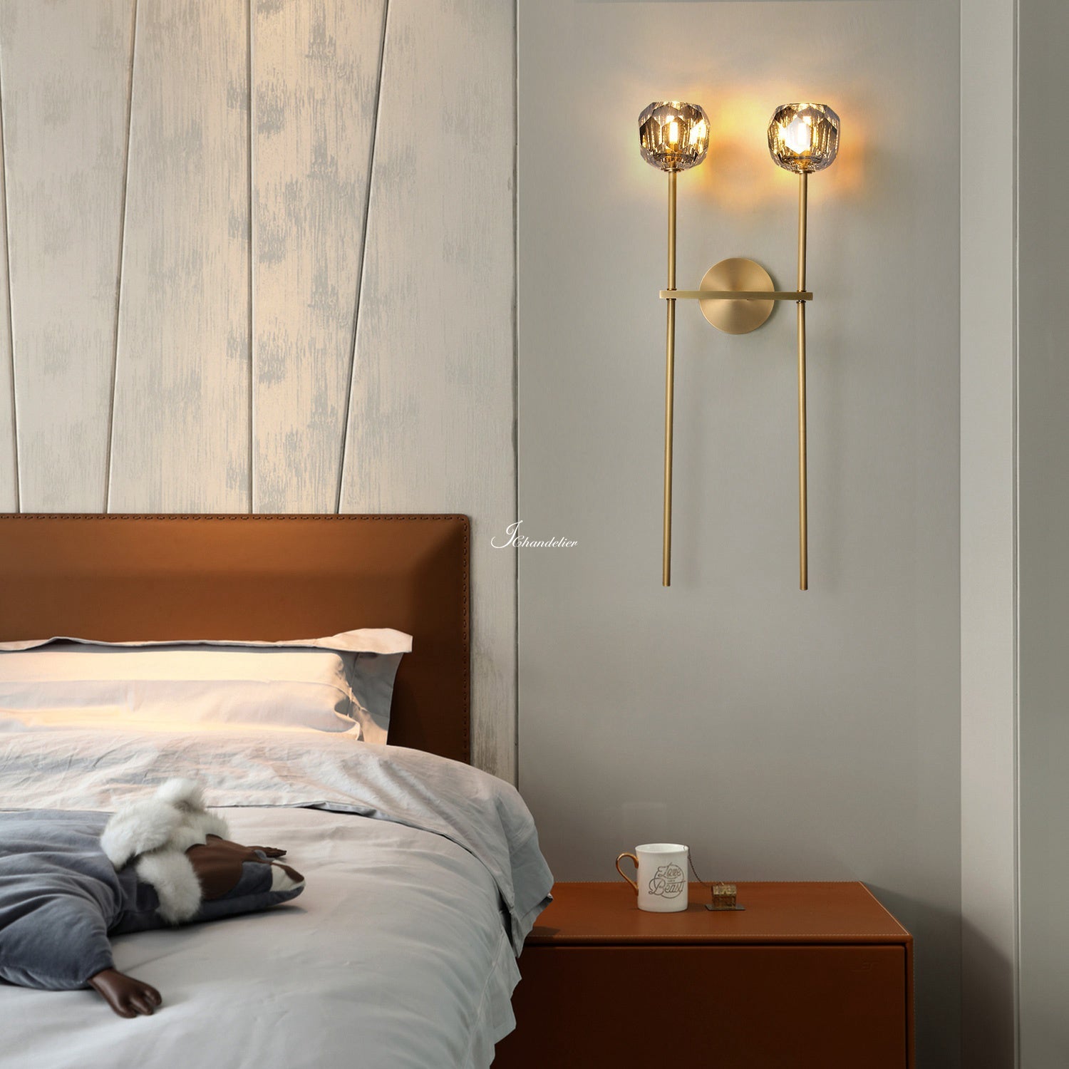 Bruma Smoke Glass Double Grand Wall Sconce