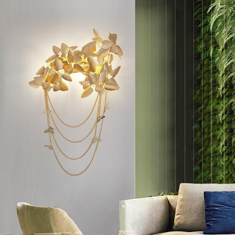 Della Modern Gold Leaf Bedroom Sconce, wall sconce - view 3