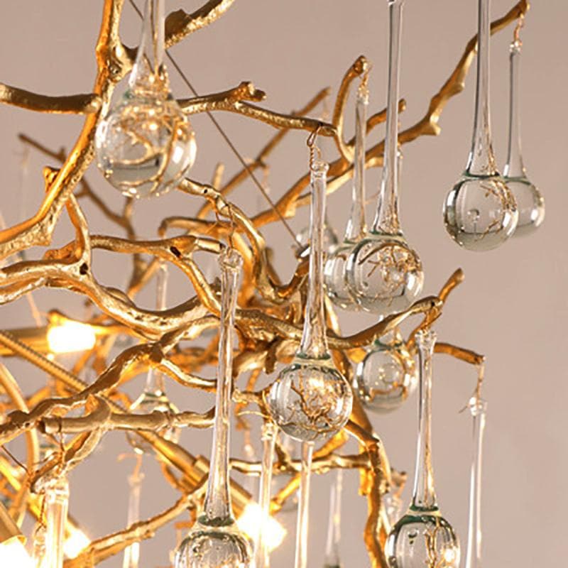 Arcadia Branch Brass Crystal Teardrop Chandelier Gold 31" 39" - view 3