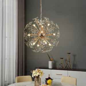 Faceted Crystal Petal Dandelion Chandelier 24" - view 3
