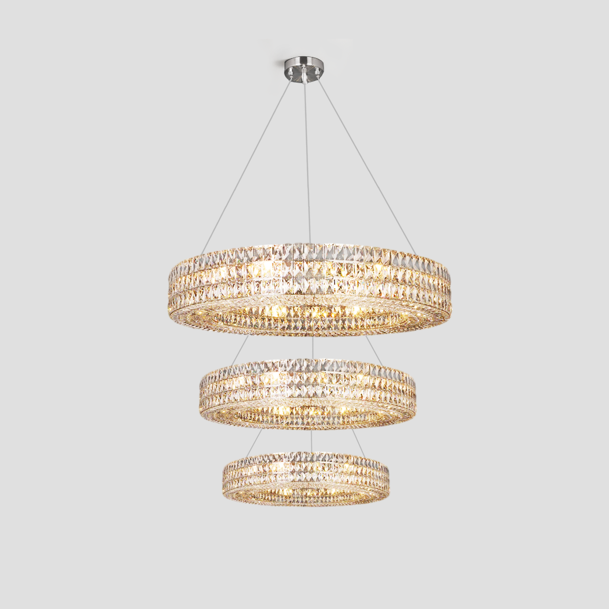 Round Halo K9 Crystal Multi-Ring Chandelier - view 9
