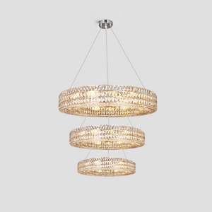 Round Halo K9 Crystal Multi-Ring Chandelier - view 9