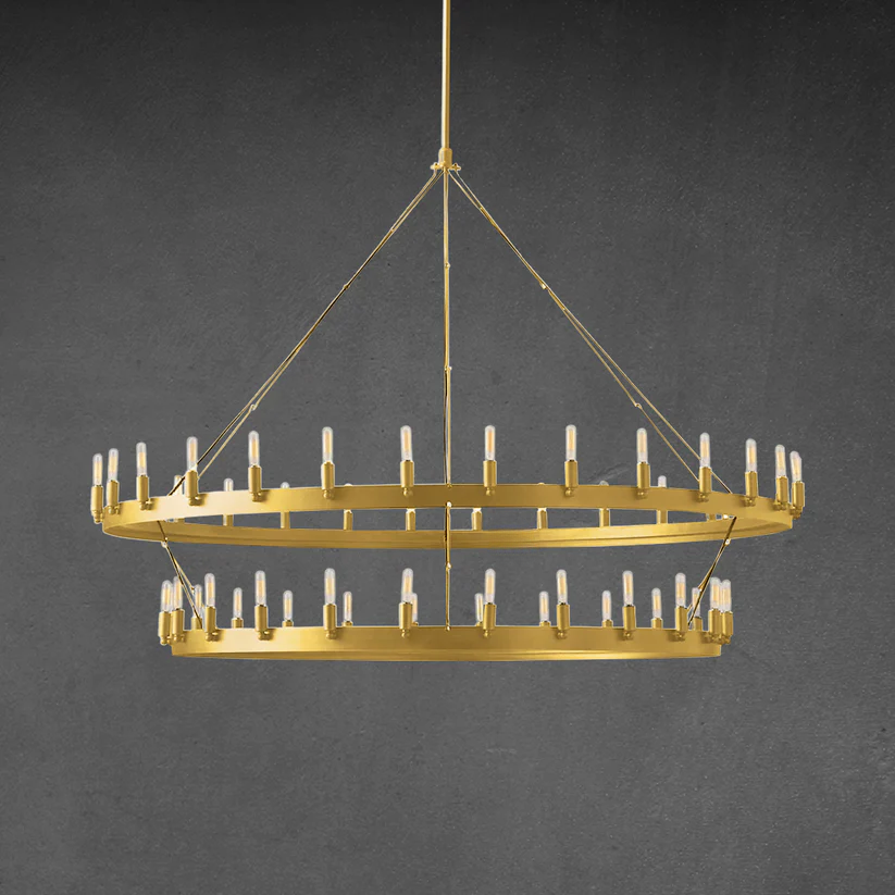 Celestine Vintage Candelabra Round Chandelier Brass color