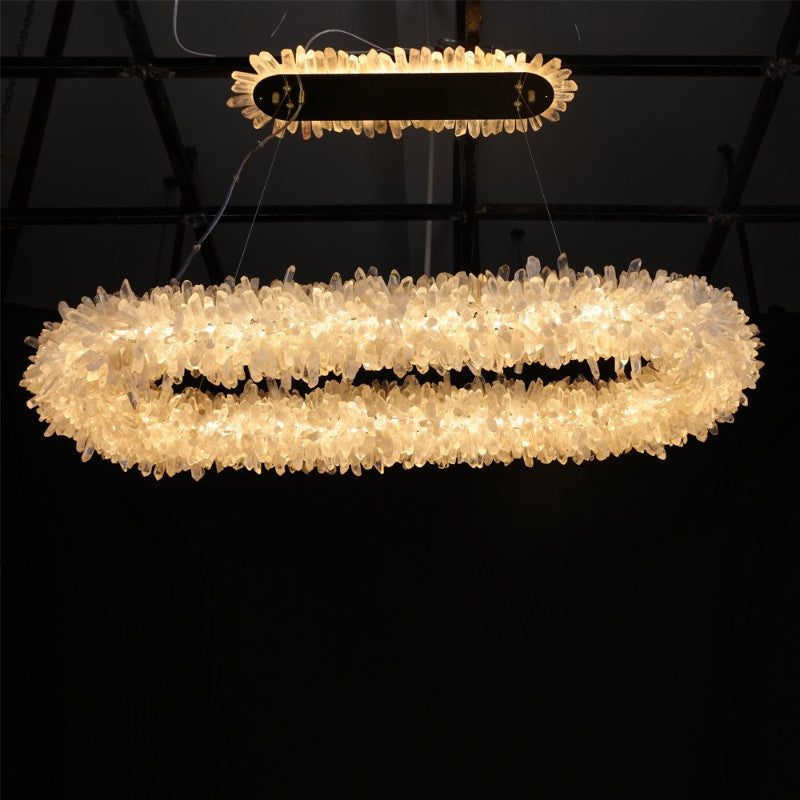 Vosa Modern Clear Geode Quartz Crystal Oval Chandelier 47"