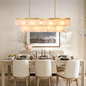 Modern Alabaster 2-Tier Rectangle Chandelier55"L, two-tier - view 2