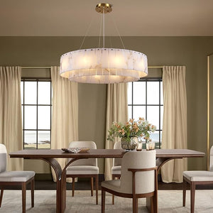 Modern Alabaster Round Chandelier 31"D - view 2
