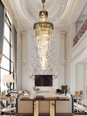 Luxury Extra Large Foyer Spiral Staircase Chandelier Long Crystal Ceiling Light Fixture For Living Room Hall Entrance - view 6