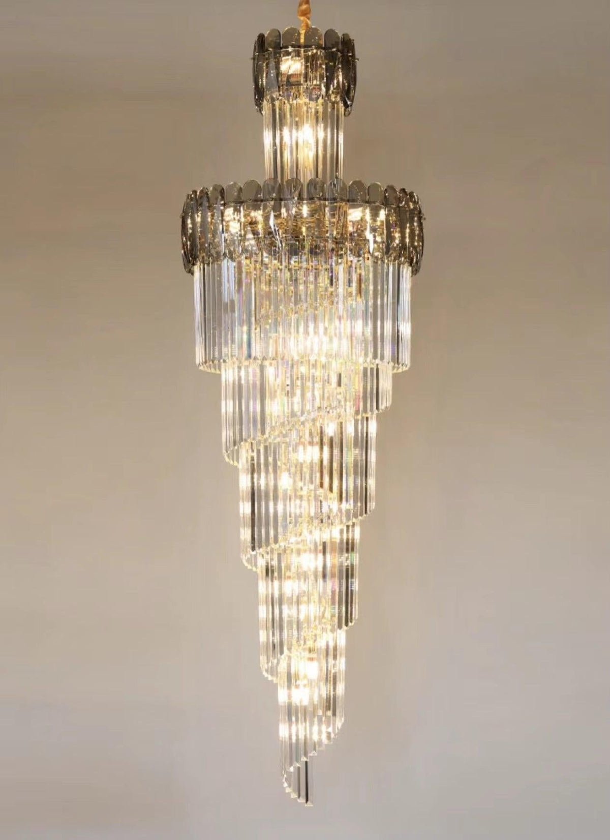 Luxury Extra Large Foyer Spiral Staircase Chandelier Long Crystal Ceiling Light Fixture For Living Room Hall Entrance - view 7