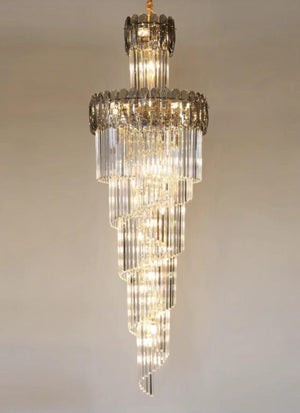 Luxury Extra Large Foyer Spiral Staircase Chandelier Long Crystal Ceiling Light Fixture For Living Room Hall Entrance - view 7