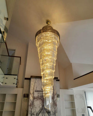 Luxury Extra Large Foyer Spiral Staircase Chandelier Long Crystal Ceiling Light Fixture For Living Room Hall Entrance - view 2