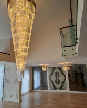 Luxury Extra Large Foyer Spiral Staircase Chandelier Long Crystal Ceiling Light Fixture For Living Room Hall Entrance - view 3