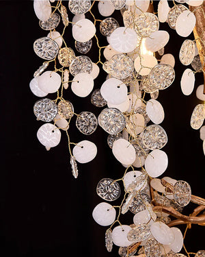 Modern Unique Artistic Flower Brass Branch Semi-flush Mount Chandelier for Living Room/ Hallway/ Entryway/ Staircase - view 12