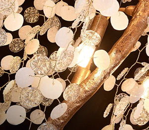 Modern Unique Artistic Flower Brass Branch Semi-flush Mount Chandelier for Living Room/ Hallway/ Entryway/ Staircase - view 11