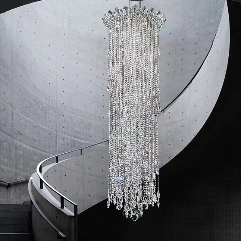 Extra Large Light Luxury Stairwell Crystal Tassel Chandelier for Staircase/High Floor Hall/Loft - view 3
