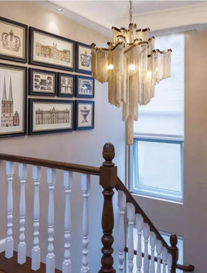 Post-Modern Extra Large Stainless Steel Long Tassel Chandelier for Large Living Room / Staircase / Villa / Duplexes - view 5
