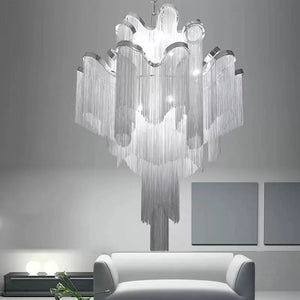 Post-Modern Extra Large Stainless Steel Long Tassel Chandelier for Large Living Room / Staircase / Villa / Duplexes - view 3