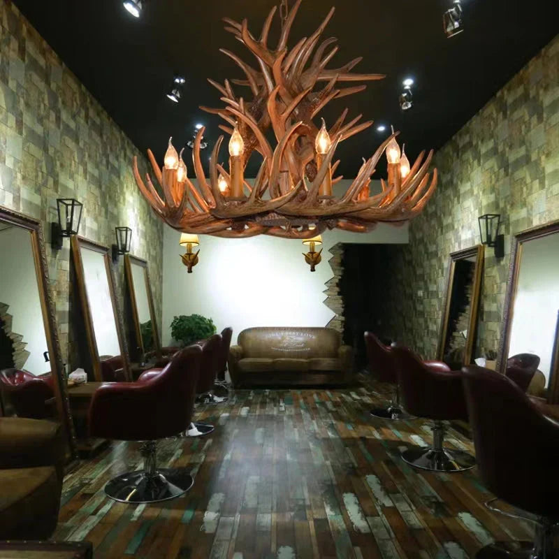 Affordable Vintage Rustic Resin Antler Candelabra Chandelier for Living Room / Restaurant / Cafe / Bar - view 7