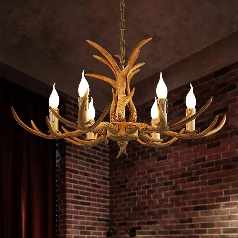Affordable Vintage Rustic Resin Antler Candelabra Chandelier for Living Room / Restaurant / Cafe / Bar - view 4