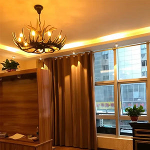 Affordable Vintage Rustic Resin Antler Candelabra Chandelier for Living Room / Restaurant / Cafe / Bar - view 5