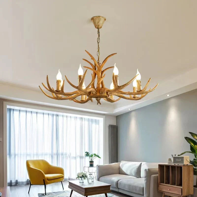 Affordable Vintage Rustic Resin Antler Candelabra Chandelier for Living Room / Restaurant / Cafe / Bar - view 9