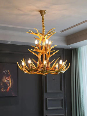 Affordable Vintage Rustic Resin Antler Candelabra Chandelier for Living Room / Restaurant / Cafe / Bar - view 6