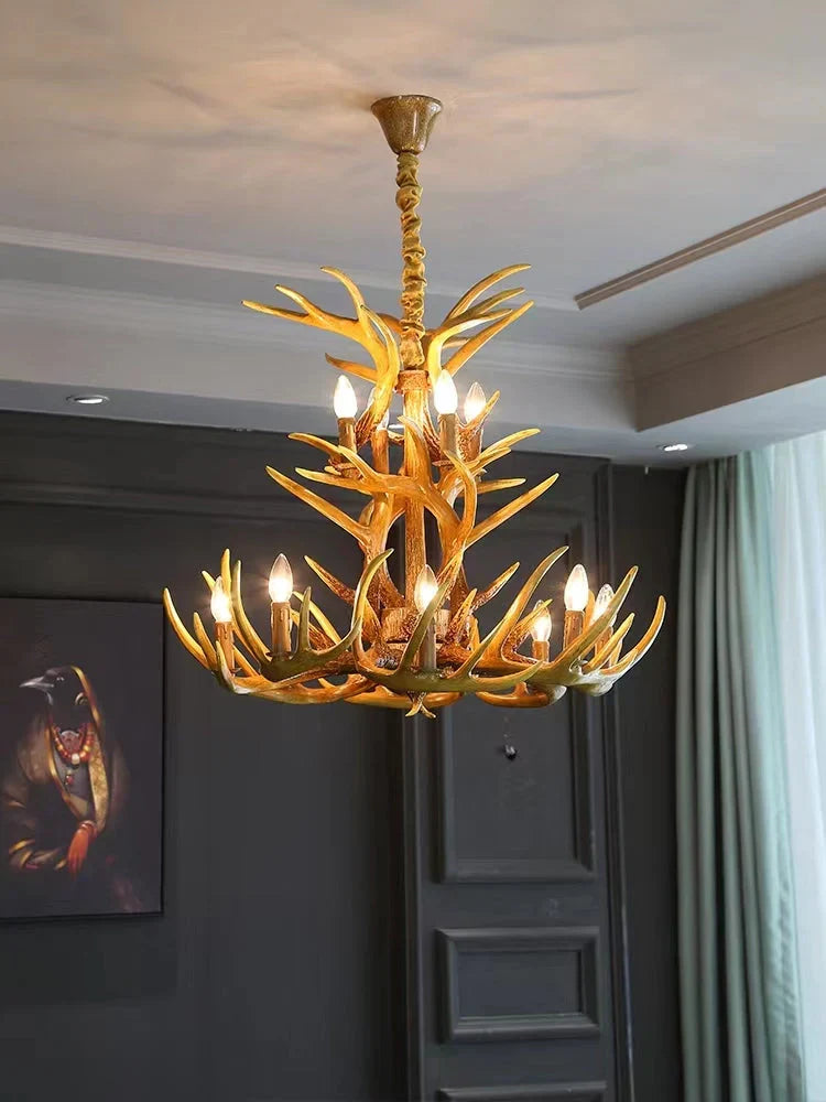 Affordable Vintage Rustic Resin Antler Candelabra Chandelier for Living Room / Restaurant / Cafe / Bar - view 6