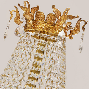 Extra Large Retro Luxury Full Copper Crystal Chandelier for Staircase/ Duplexes/ Villas - view 6