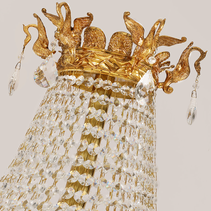 Extra Large Retro Luxury Full Copper Crystal Chandelier for Staircase/ Duplexes/ Villas - view 6