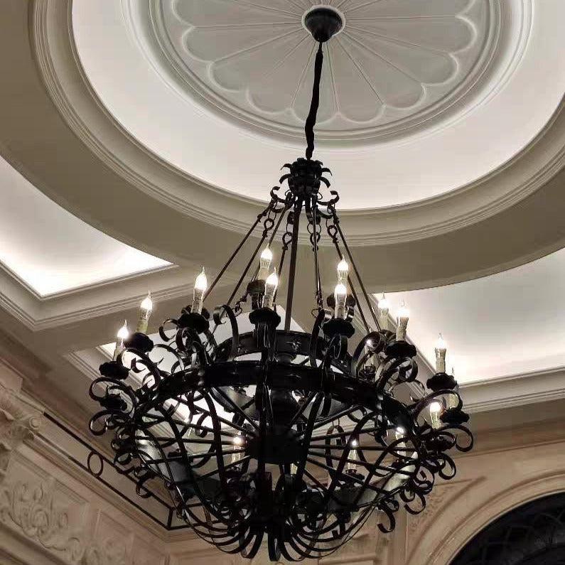 Vintage Iron Simple Candle Art Chandelier for Living Room / Villa / Stairs - view 6