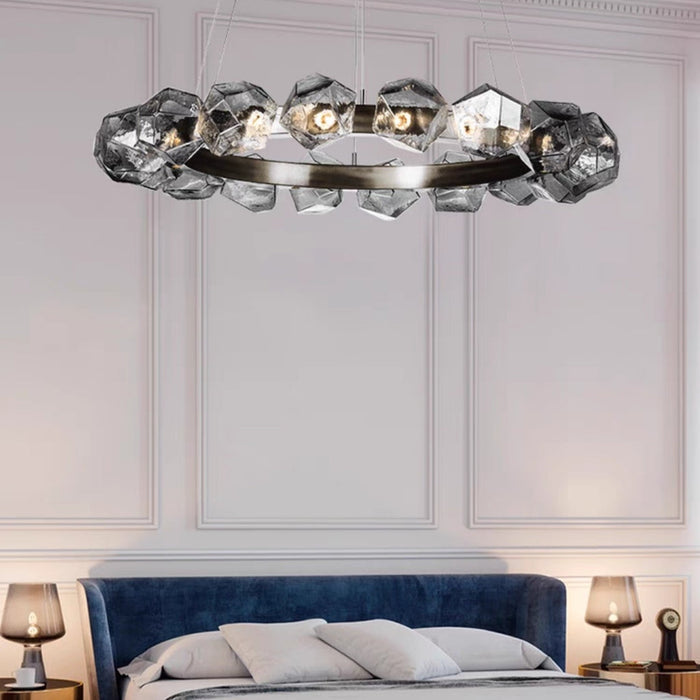 Nordic Minimalist Glass Circle Art Chandelier for Living/Dining Room/Bedroom - view 9