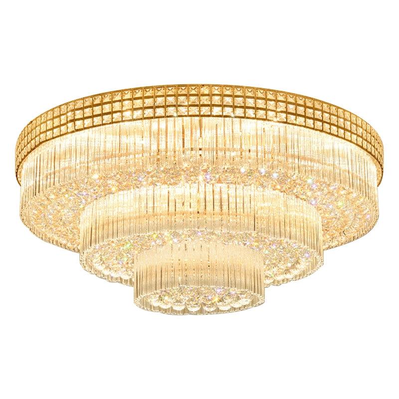 Extra Large Three Layers Round Luxury Flush Mounted Crystal Chandelier for Living Room - view 3