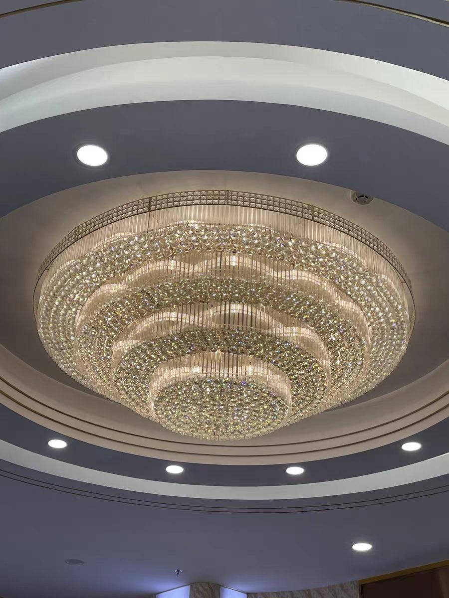 Extra Large Three Layers Round Luxury Flush Mounted Crystal Chandelier for Living Room - view 6