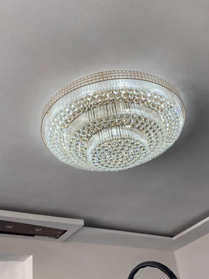 Extra Large Three Layers Round Luxury Flush Mounted Crystal Chandelier for Living Room - view 8