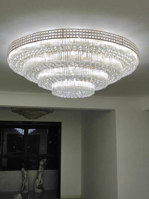 Extra Large Three Layers Round Luxury Flush Mounted Crystal Chandelier for Living Room - view 7