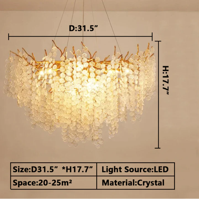 Luxury Branches Crystal Frosted Glass Chandelier Set for Living and Dining Room - view 12