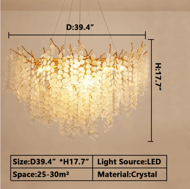 Luxury Branches Crystal Frosted Glass Chandelier Set for Living and Dining Room - view 13