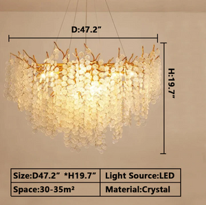 Luxury Branches Crystal Frosted Glass Chandelier Set for Living and Dining Room - view 14