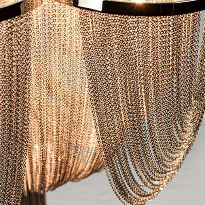 Designer Models Oversized Aluminium Long Tassel Pendant Chandelier for Large Living Room/Staircase/Villa - view 12