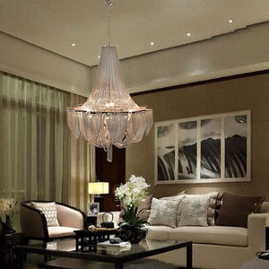 Designer Models Oversized Aluminium Long Tassel Pendant Chandelier for Large Living Room/Staircase/Villa, chandelier - view 6