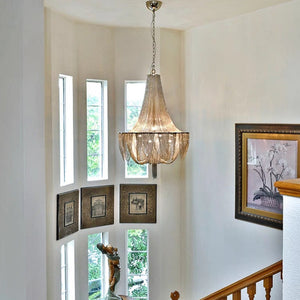 Designer Models Oversized Aluminium Long Tassel Pendant Chandelier for Large Living Room/Staircase/Villa, chandelier - view 4