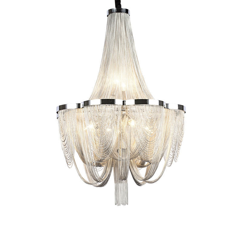 Designer Models Oversized Aluminium Long Tassel Pendant Chandelier for Large Living Room/Staircase/Villa, chandelier - view 2