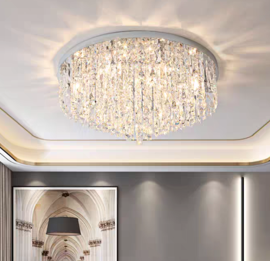 Oversize Luxury Flush Mount Crystal Chandelier for Living Room/Bedroom - view 8